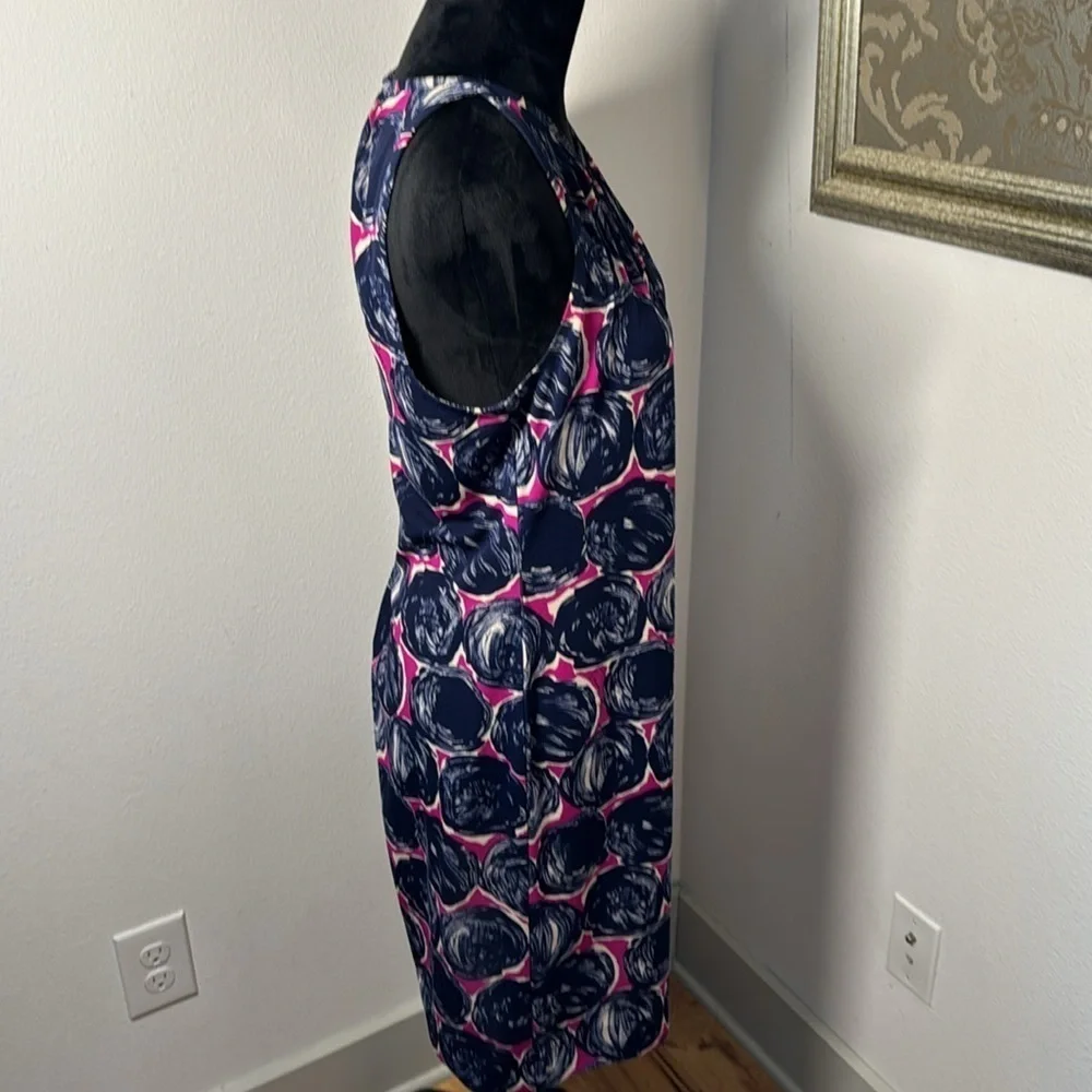 Tory Burch Flinnia blue magenta geo print sleeveless shift dress‎ Sz M